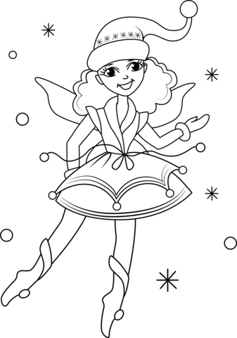 Christmas Fairy Coloring Page